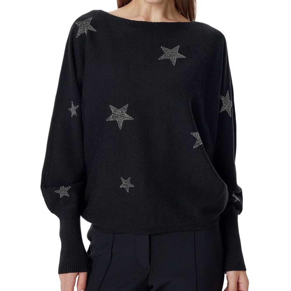 Greige Star Round Neck Dolman Long Sleeve Top